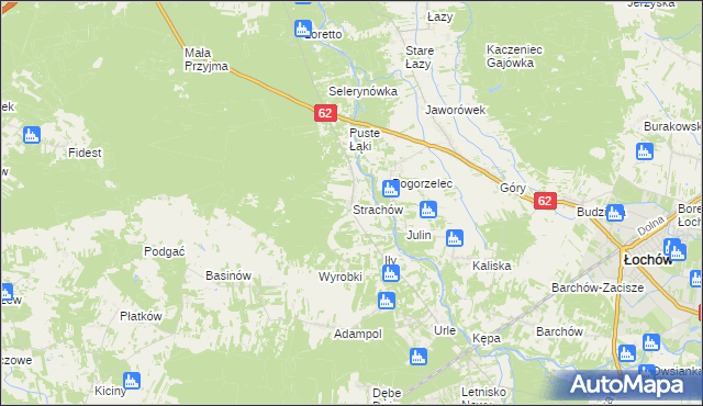 mapa Strachów gmina Jadów, Strachów gmina Jadów na mapie Targeo