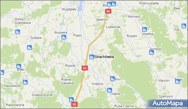 mapa Strachówka, Strachówka na mapie Targeo