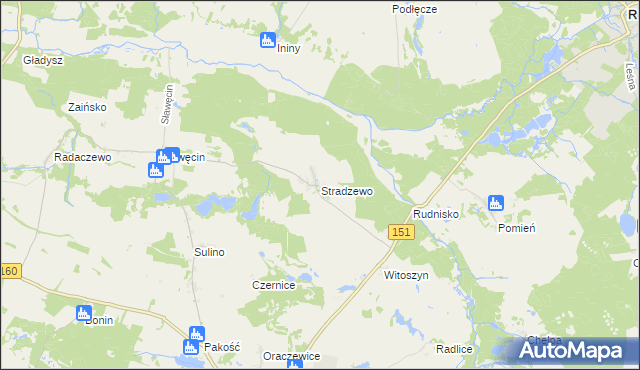 mapa Stradzewo gmina Choszczno, Stradzewo gmina Choszczno na mapie Targeo