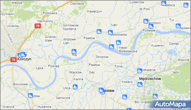 mapa Strojców, Strojców na mapie Targeo