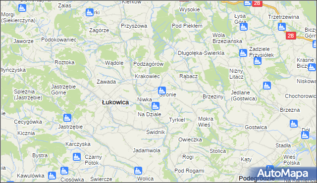 mapa Stronie gmina Łukowica, Stronie gmina Łukowica na mapie Targeo