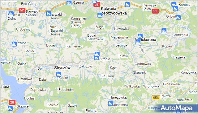 mapa Stronie gmina Stryszów, Stronie gmina Stryszów na mapie Targeo