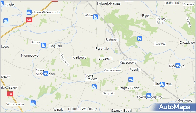 mapa Strożęcin, Strożęcin na mapie Targeo