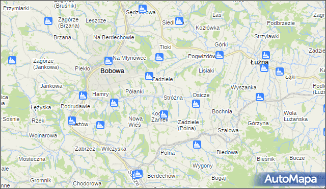 mapa Stróżna, Stróżna na mapie Targeo