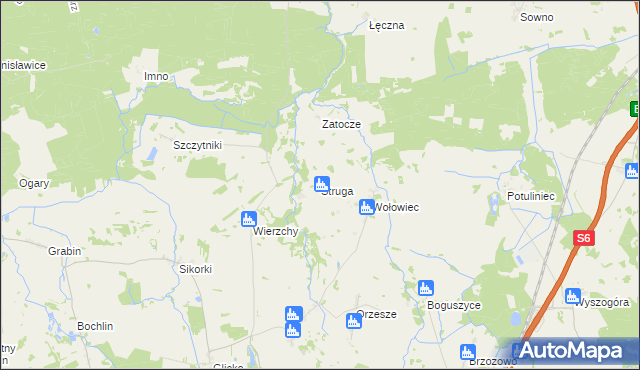 mapa Struga gmina Nowogard, Struga gmina Nowogard na mapie Targeo