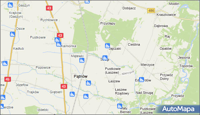 mapa Strugi gmina Wierzchlas, Strugi gmina Wierzchlas na mapie Targeo