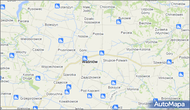 mapa Strupice gmina Waśniów, Strupice gmina Waśniów na mapie Targeo