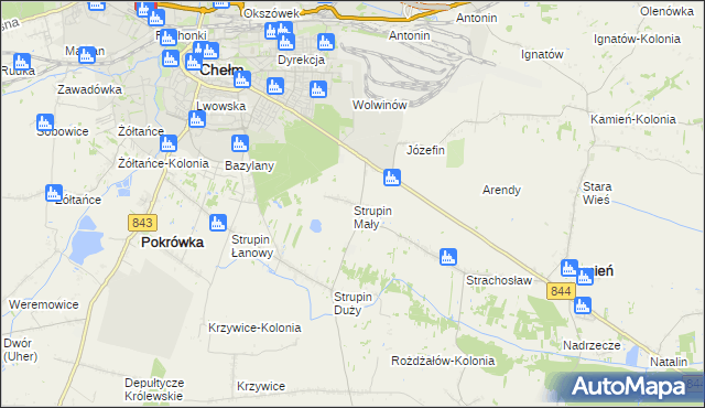mapa Strupin Mały, Strupin Mały na mapie Targeo