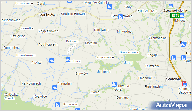 mapa Stryczowice, Stryczowice na mapie Targeo