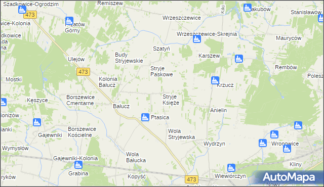 mapa Stryje Księże, Stryje Księże na mapie Targeo