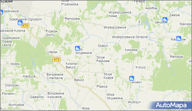 mapa Stryje Paskowe, Stryje Paskowe na mapie Targeo