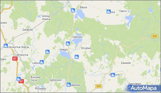 mapa Stryjewo, Stryjewo na mapie Targeo