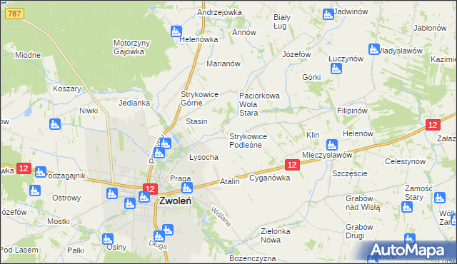mapa Strykowice Podleśne, Strykowice Podleśne na mapie Targeo
