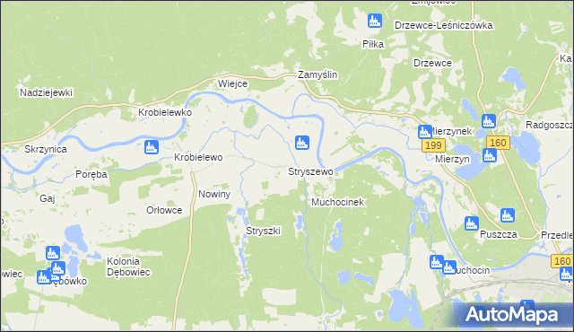 mapa Stryszewo, Stryszewo na mapie Targeo