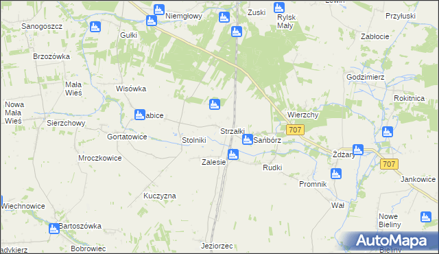 mapa Strzałki gmina Nowe Miasto nad Pilicą, Strzałki gmina Nowe Miasto nad Pilicą na mapie Targeo