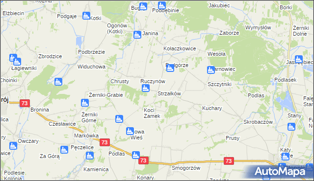 mapa Strzałków gmina Stopnica, Strzałków gmina Stopnica na mapie Targeo