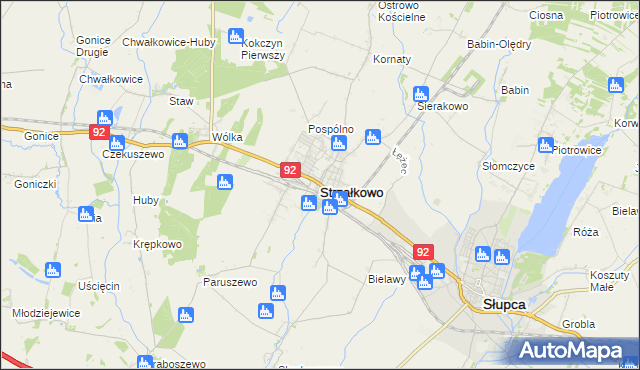 mapa Strzałkowo powiat słupecki, Strzałkowo powiat słupecki na mapie Targeo