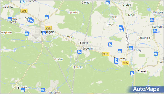mapa Strzebiń, Strzebiń na mapie Targeo