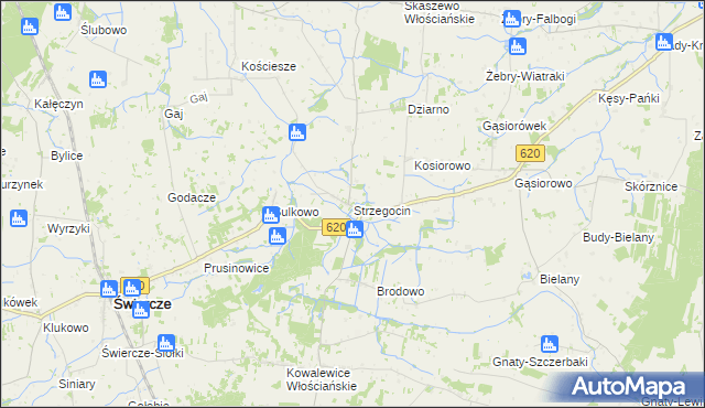 mapa Strzegocin gmina Świercze, Strzegocin gmina Świercze na mapie Targeo