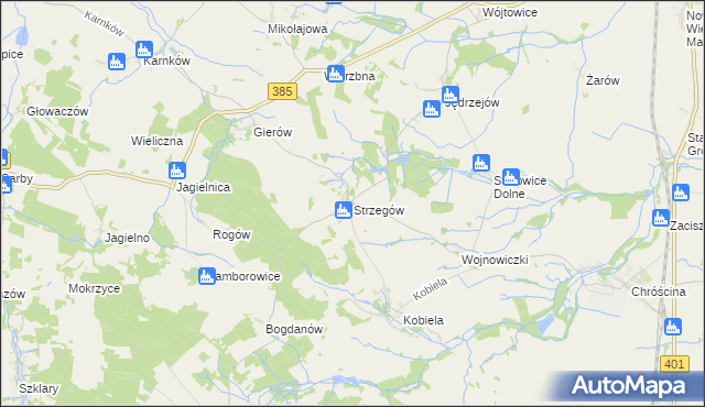 mapa Strzegów gmina Grodków, Strzegów gmina Grodków na mapie Targeo