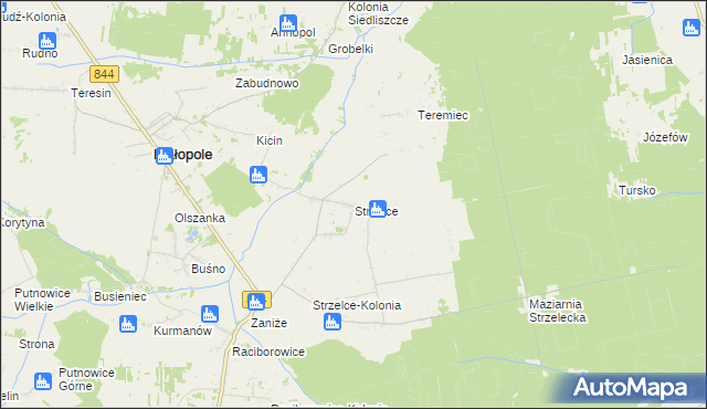 mapa Strzelce gmina Białopole, Strzelce gmina Białopole na mapie Targeo