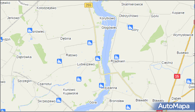 mapa Strzelce gmina Mogilno, Strzelce gmina Mogilno na mapie Targeo