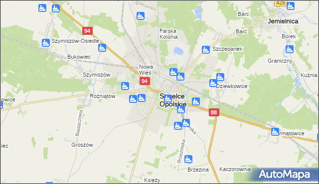 mapa Strzelce Opolskie, Strzelce Opolskie na mapie Targeo