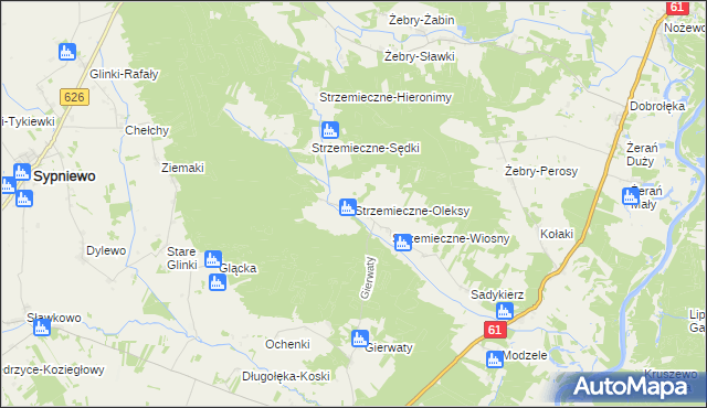 mapa Strzemieczne-Oleksy, Strzemieczne-Oleksy na mapie Targeo