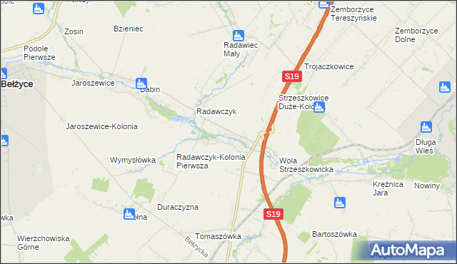 mapa Strzeszkowice Małe, Strzeszkowice Małe na mapie Targeo