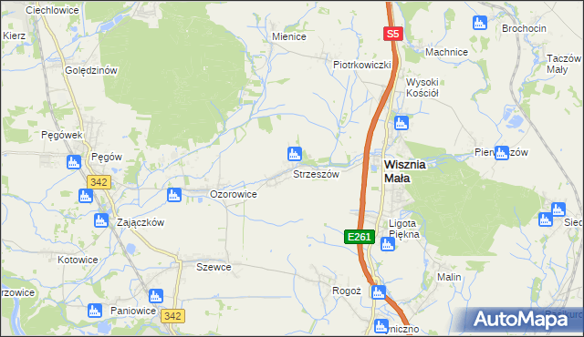 mapa Strzeszów gmina Wisznia Mała, Strzeszów gmina Wisznia Mała na mapie Targeo