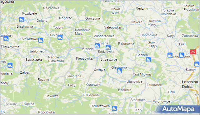 mapa Strzeszyce, Strzeszyce na mapie Targeo