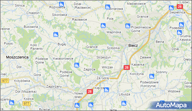 mapa Strzeszyn gmina Biecz, Strzeszyn gmina Biecz na mapie Targeo