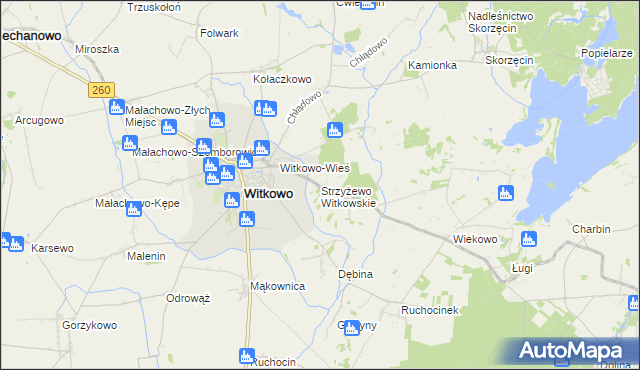 mapa Strzyżewo Witkowskie, Strzyżewo Witkowskie na mapie Targeo