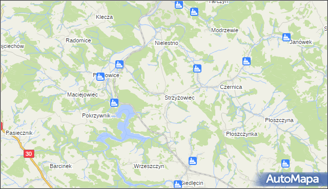 mapa Strzyżowiec gmina Wleń, Strzyżowiec gmina Wleń na mapie Targeo