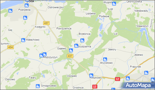 mapa Studzianna gmina Borek Wielkopolski, Studzianna gmina Borek Wielkopolski na mapie Targeo