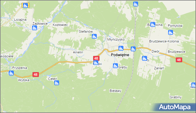 mapa Studzianna gmina Poświętne, Studzianna gmina Poświętne na mapie Targeo