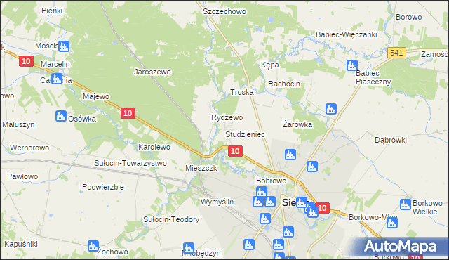mapa Studzieniec gmina Sierpc, Studzieniec gmina Sierpc na mapie Targeo