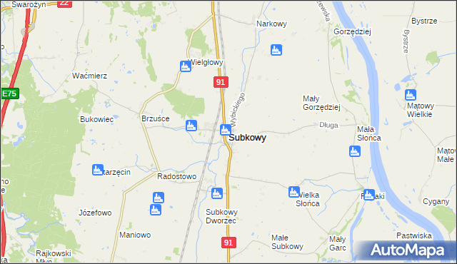 mapa Subkowy, Subkowy na mapie Targeo