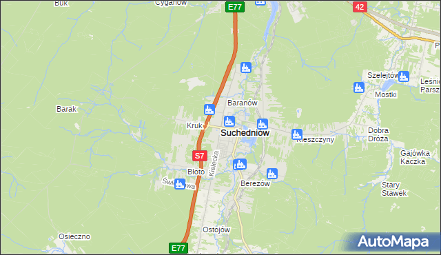 mapa Suchedniów, Suchedniów na mapie Targeo