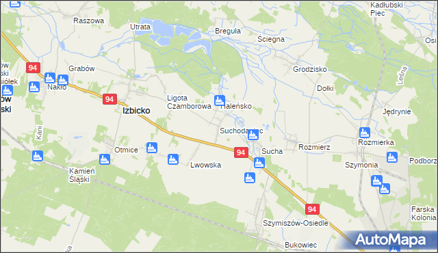 mapa Suchodaniec, Suchodaniec na mapie Targeo