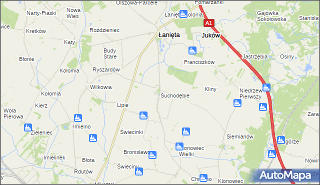 mapa Suchodębie gmina Łanięta, Suchodębie gmina Łanięta na mapie Targeo