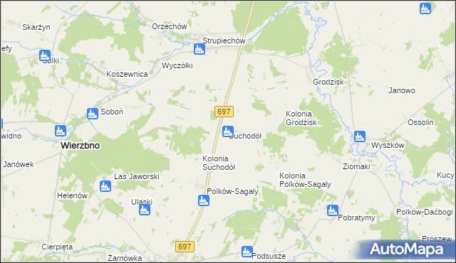 mapa Suchodół gmina Grębków, Suchodół gmina Grębków na mapie Targeo