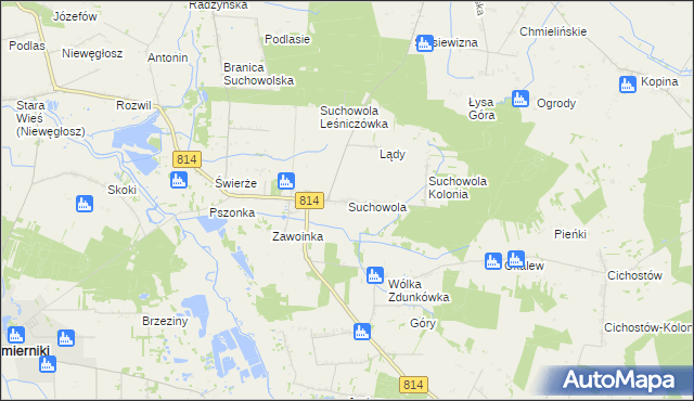 mapa Suchowola gmina Wohyń, Suchowola gmina Wohyń na mapie Targeo