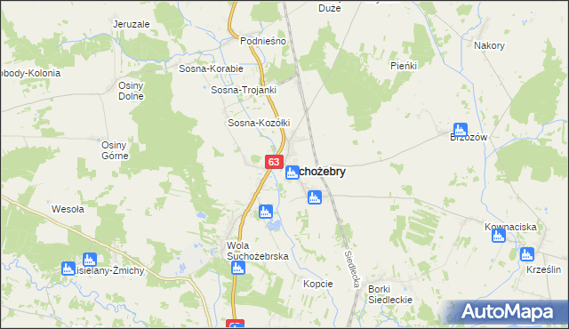 mapa Suchożebry, Suchożebry na mapie Targeo