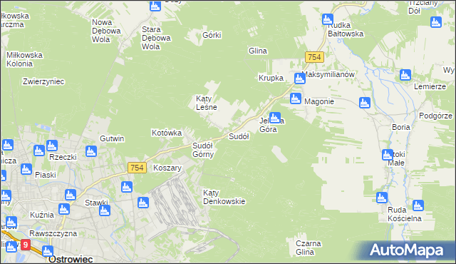 mapa Sudół gmina Bodzechów, Sudół gmina Bodzechów na mapie Targeo