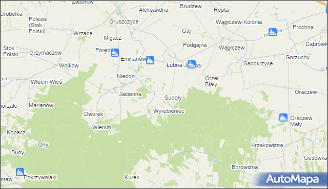mapa Sudoły, Sudoły na mapie Targeo