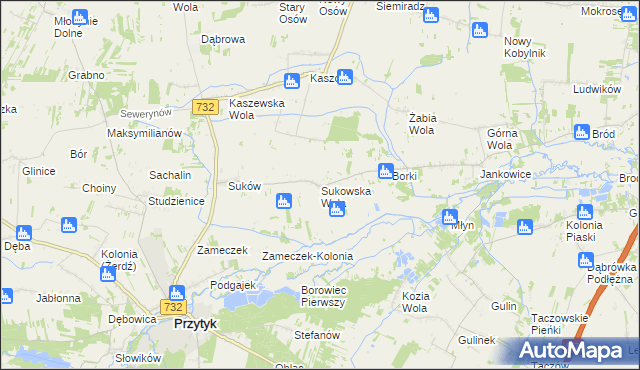 mapa Sukowska Wola, Sukowska Wola na mapie Targeo