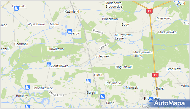 mapa Sulęcinek, Sulęcinek na mapie Targeo