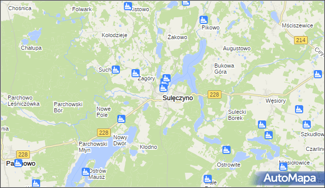 mapa Sulęczyno, Sulęczyno na mapie Targeo