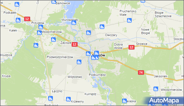 mapa Sulejów powiat piotrkowski, Sulejów powiat piotrkowski na mapie Targeo
